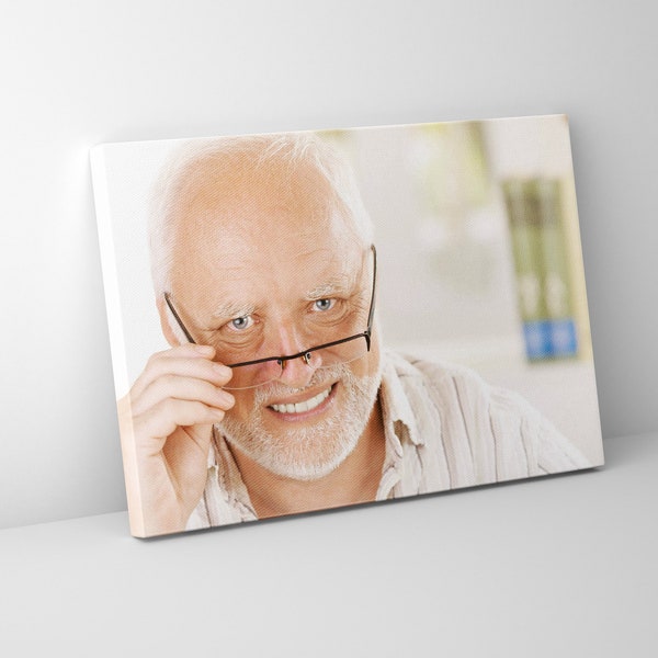 Hide the Pain Harold Meme Printed Canvas - Famous Stock Photo Wall Art Office Living Room Decoration Framed Vivid Colours Sharp Details