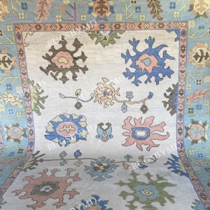 Oushak Rug - Turkish Vintage Rug - Modern Oushak Area Rug for Living Room - Sizes 3x5 to 12x18 - Wool Carpet Hand knotted Oushak Rug