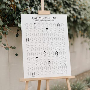 Wedding Guest Book With Faces, Guest Book Alternative Fun, Wedding Keepsake Unique, Draw your Face Interactive Wedding Guest Game Template