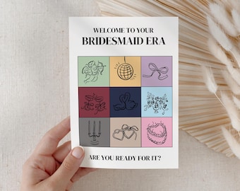 Swift bridesmaid era proposal card, will you be my bridesmaid, fun maid of honor proposal card printable, bridal party box diy - TS1