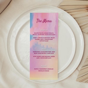 Plantilla de menú de comida para amantes, menú de cena de Taylor Swift editable, menú de almuerzo imprimible, menú de mesa larga para despedida de soltera, despedida de soltera, 4x9-TS1