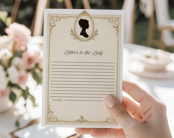 Letters To The Bride, Printable Bridal Shower Activity, English Society Regency Era, Advice and Wishes, Digital Download, Template - BR1