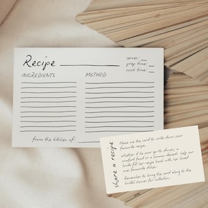 Brautparty Rezeptanweisungskarte, minimalistische Brautparty Rezeptanfrage, bearbeitbare Vorlage, teilen Sie ein Rezept mit der Braut