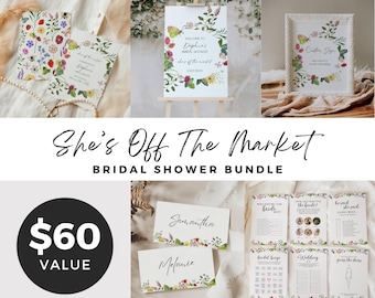 Fresh off the market bridal shower bundle, farmers market bridal shower games, invitation, welcome sign, editable signs set, favor tag - FM3