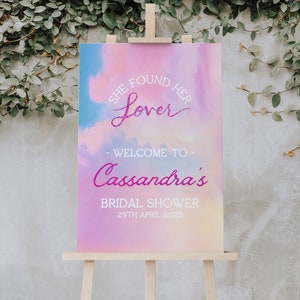 Cartel de bienvenida "Encontró a su amante", póster editable para despedida de soltera, Taylor Swift, tema de despedida de soltera, tablero imprimible, plantilla de Canva - TS1
