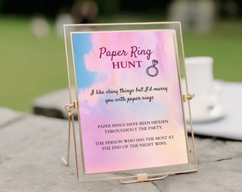 Lover theme ring hunt game sign, she found her lover, swift paper rings bridal shower games, hens party, bachelorette activity - TS1
