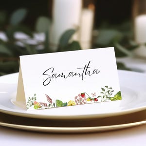 Fresh off the market name card template, watercolor farmers market place card printable, food card editable, bridal shower - FM3
