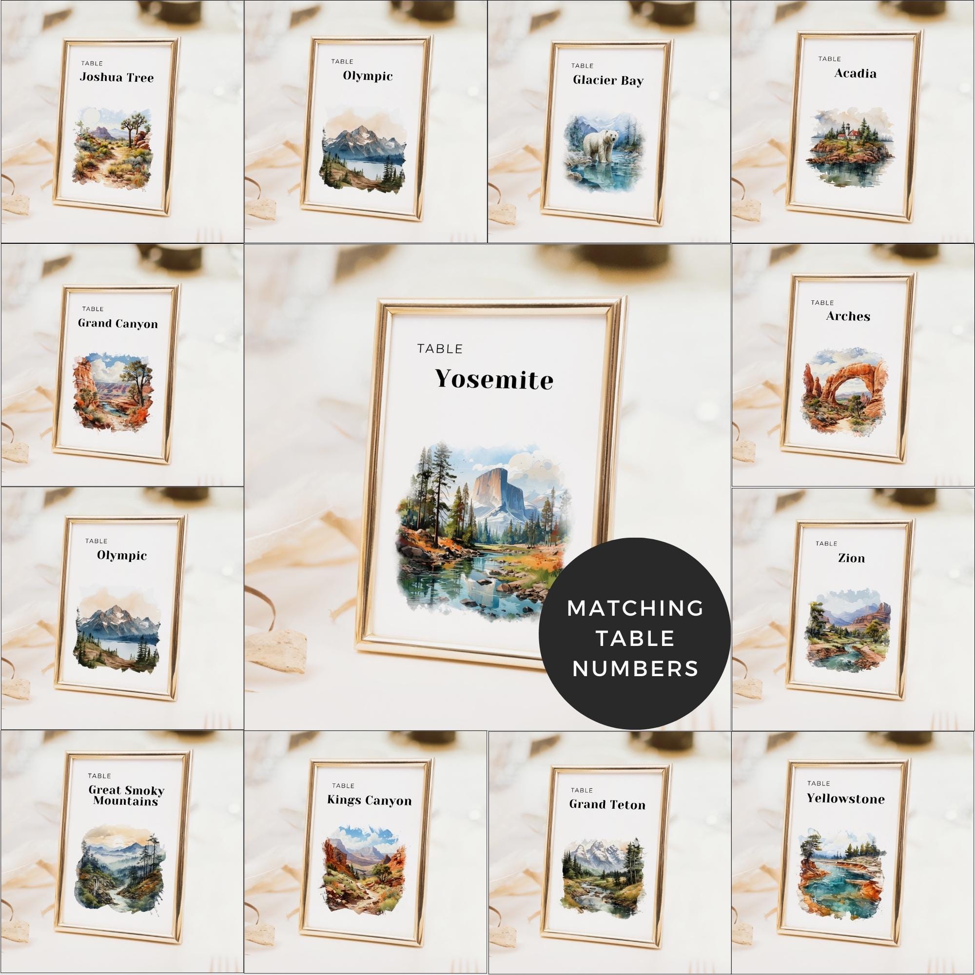 National Park Seating Chart Card, Find Your Park Poster, Rustic