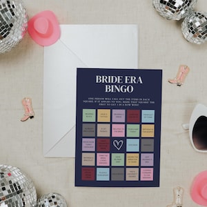 Braut Bingo Karten Vorlage, Swift Eras, druckbares Brautparty Spiel, Bachelorette Hens Party Aktivität, In ihrer Braut Ära - TS1 Bild 5