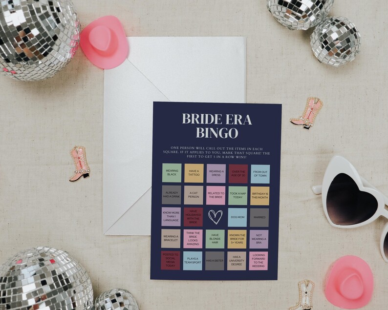 Braut Bingo Karten Vorlage, Swift Eras, druckbares Brautparty Spiel, Bachelorette Hens Party Aktivität, In ihrer Braut Ära - TS1 Bild 5