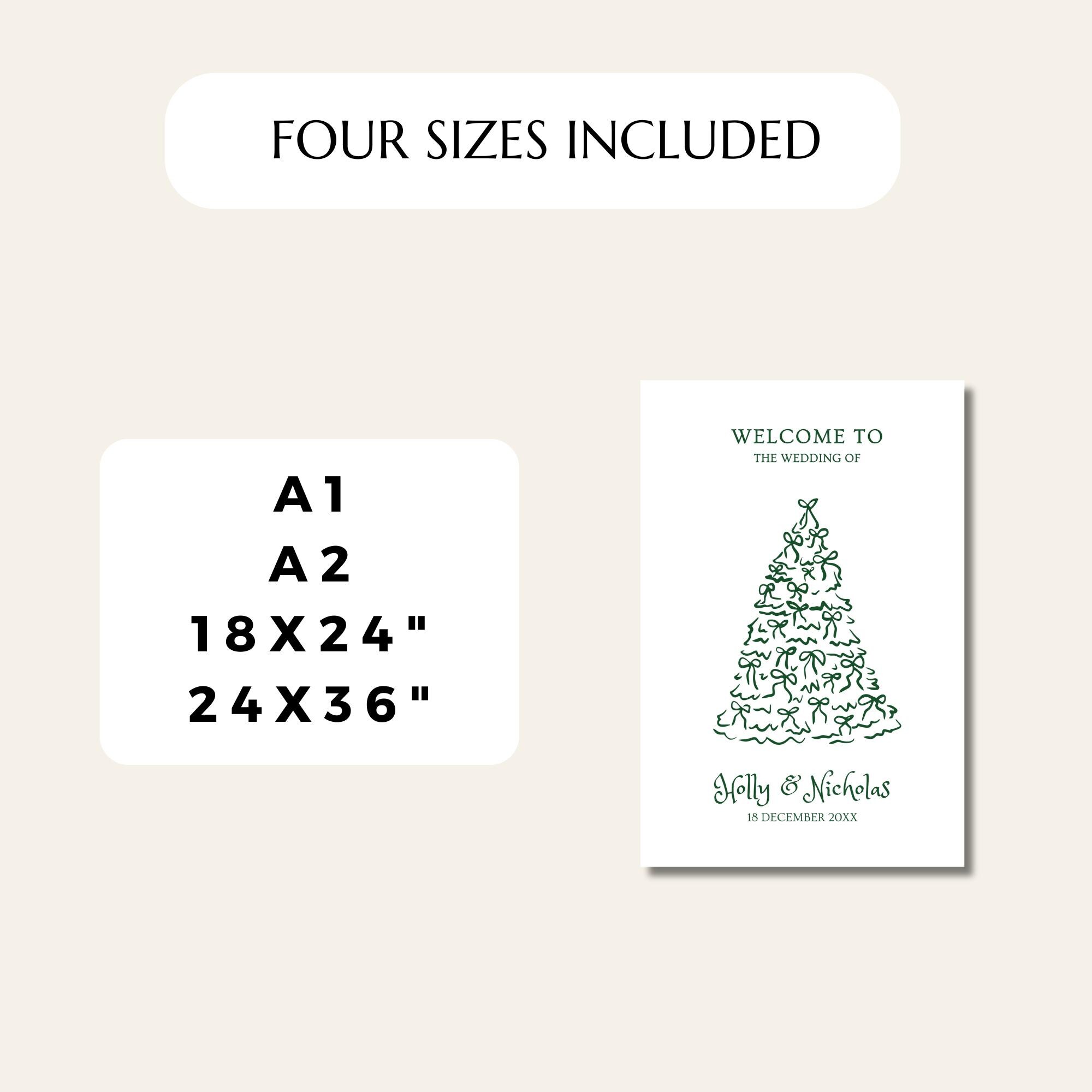 クリスマス ウェディング ウェルカム サイン テンプレート、手描きの