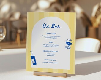 Ciao To Miss Drinks Menu Sign, Hand Drawn Bar Menu, Mediterranean Dolce Vita Printable Shower Sign, Signature Drink, Custom Cocktail - CA1