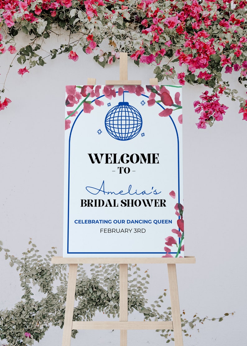 Mamma Mia Bridal Shower Welcome Sign Template, Dancing Queen Welcome ...