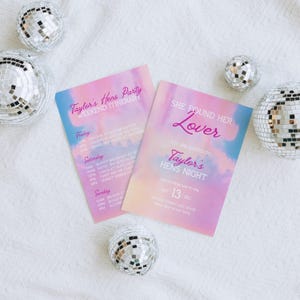 Modèle d'invitation à une fête de poule entre amoureux, elle a trouvé sa carte d'invitation pour amoureux, taylor swift, itinéraire de week-end entre poules imprimable, modifiable - TS1