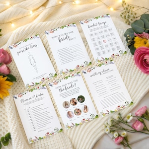 Lot de jeux de douche nuptiale fraîchement sortis du marché modifiables, jeux de bachelorette du marché de producteurs imprimables, aquarelle de fleurs de fruits - FM3