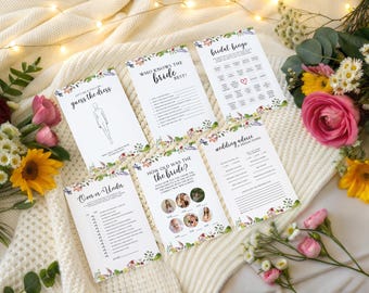 Fresh off the market bridal shower games bundle editable, farmers market bachelorette games printable, watercolour fruit floral - FM3