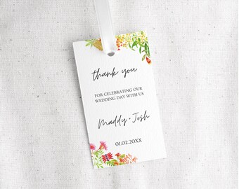 Australia native flower thank you tag template editable, colorful wildflower wedding favor tag label printable, boho floral gift tag - NA01
