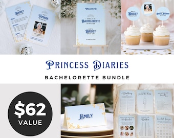 Princess Diaries Bachelorette Party Bundle, Me A Bride Shut Up, Bridal Games, Editable Invitation, Welcome Sign, Instant Download - PD1