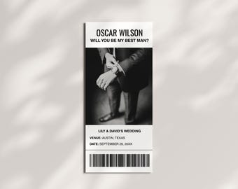 Groomsman Proposal Ticket, Best Man Invitation Card Printable, Customizable Bachelor Asking Invites, Canva Template, Instant Download