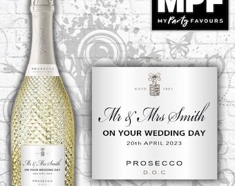 Personalised Prosecco Bottle Label - Wedding Engagement Retirement Anniversary - Any Occasion