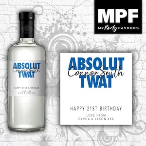 Personalised Birthday Vodka Bottle Label - Funny Novely Gift - Any Name & Age