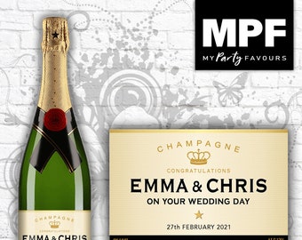 Personalised Wedding Champagne Prosecco Bottle Label - 4 Styles Available