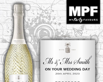 Personalised Prosecco Bottle Label - Wedding Engagement Retirement Anniversary - Any Occasion