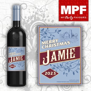 Personalised Christmas Jam Wine Bottle Label - Any Name & Message - Shed