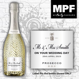 Personalised Prosecco Bottle Label - Wedding Engagement Retirement Anniversary - Any Occasion