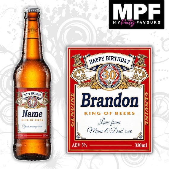 Birthday Lager Label Sticker Personalised Bottle Party Gift BUD01 - MPF