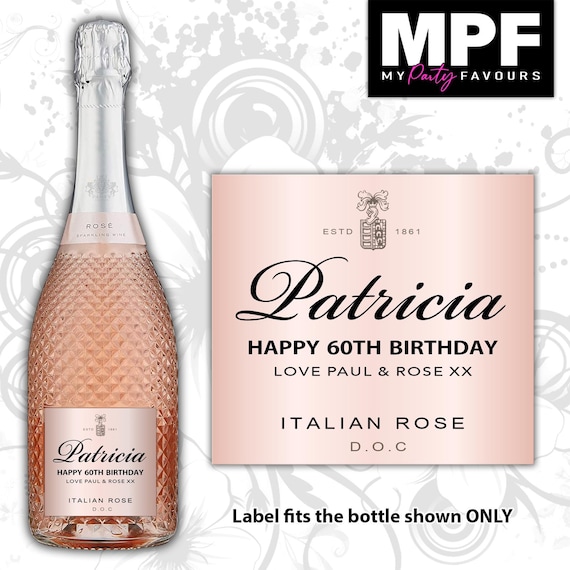 Personalised Prosecco Bottle Label - Birthday Gift - Any Age/Occasion - Pink - MPF