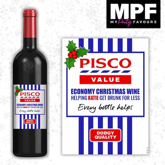 Christmas Value Wine Label Sticker Personalised Bottle Gift xmas Secret Santa - MPF