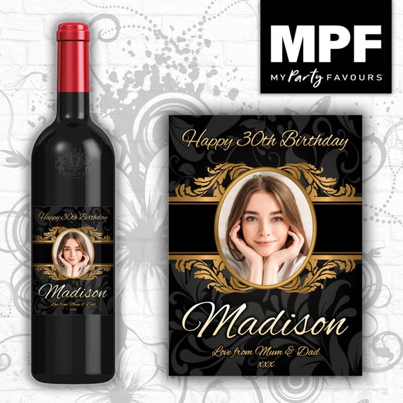 Personalised Photo Birthday Wine/Champagne/Prosecco Bottle Label - Any Name & Age