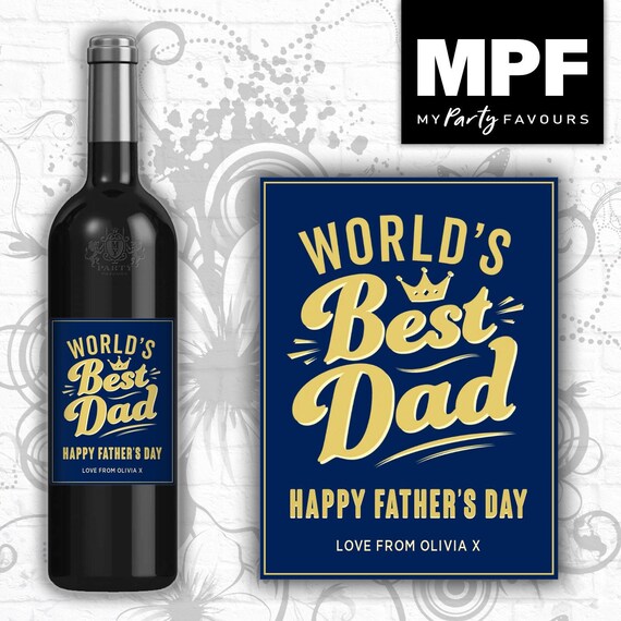 Personalised Father's Day Wine Gin Vodka Bottle Label Fathers - World's Best