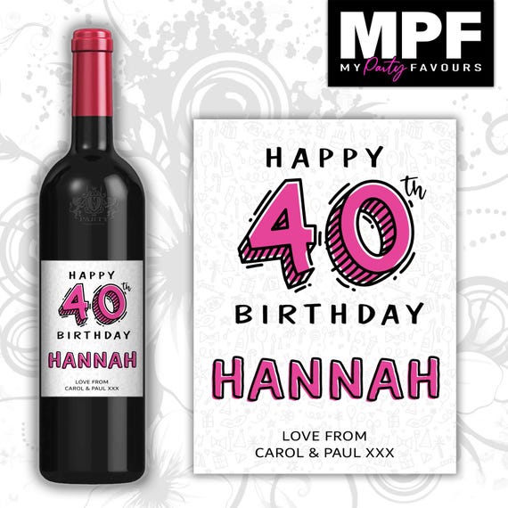 Personalised Birthday Wine Gin Vodka Bottle Label - Any Age - 5 colour options available - Party Gift (Style 03)