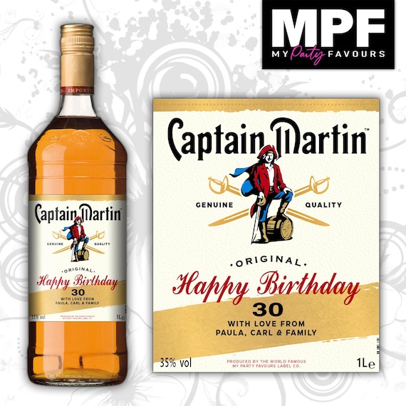 Personalised Birthday Captain Rum Bottle Label - Any name & age