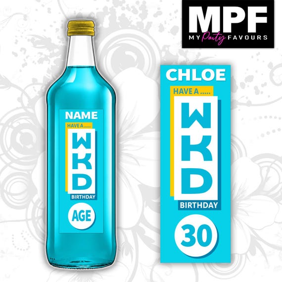 Birthday WKD Label Sticker Personalised Bottle Gift - LARGE (700ml) - 7 Styles - WKD