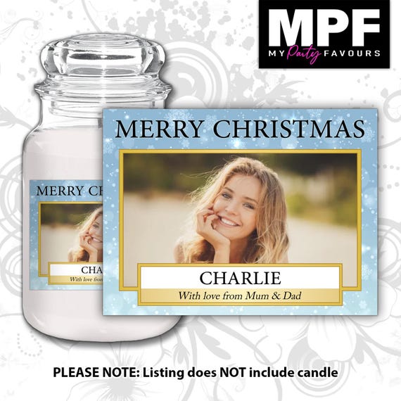 Personalised Christmas Photo Candle Label Sticker - Custom xmas Gift - MPF