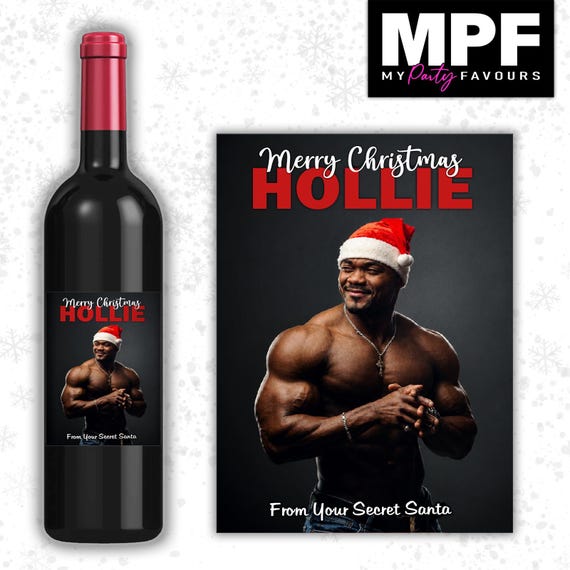 Christmas Wine Label Sticker Personalised Funny Rude Sexy Secret Santa xmas work gift - MPF