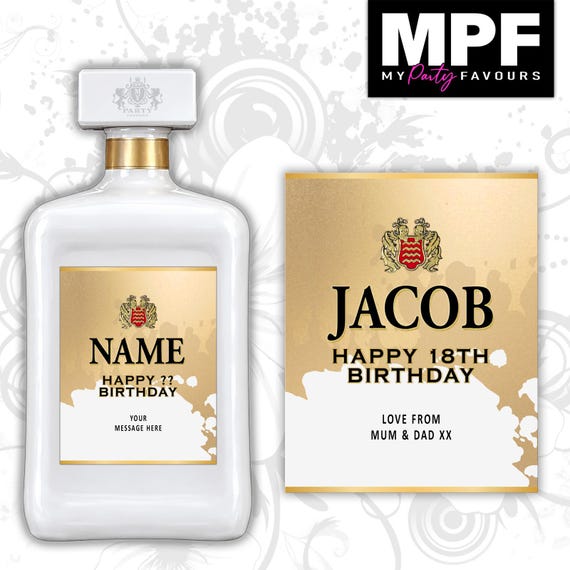 Birthday Amaretto Label Sticker Personalised Bottle Novelty Gift Any Age & Name - MPF