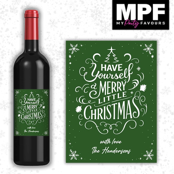 Christmas Wine Label Sticker Personalised Secret Santa xmas work gift - MPF