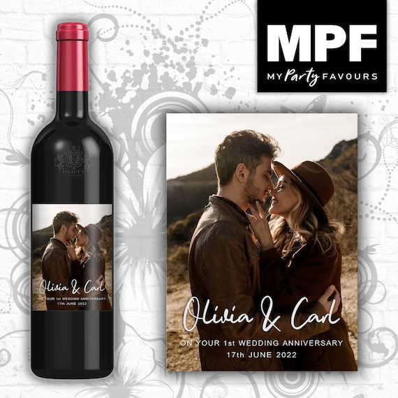 Personalised Photo Wedding Anniversary Bottle Label - Wine/Vodka/Gin