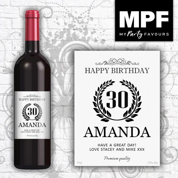 Personalised Birthday Wine/Gin/Vodka Bottle Label - Any Name and Age