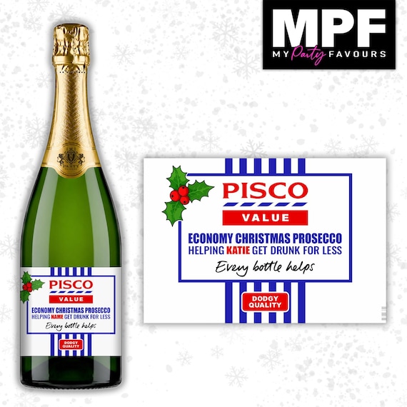 Christmas Value Prosecco Label Sticker Personalised Bottle Gift xmas Secret Santa - MPF