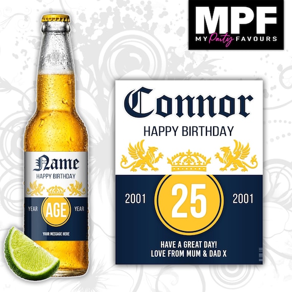 Birthday Lager Label Sticker Personalised Bottle Party Gift CORON - MPF