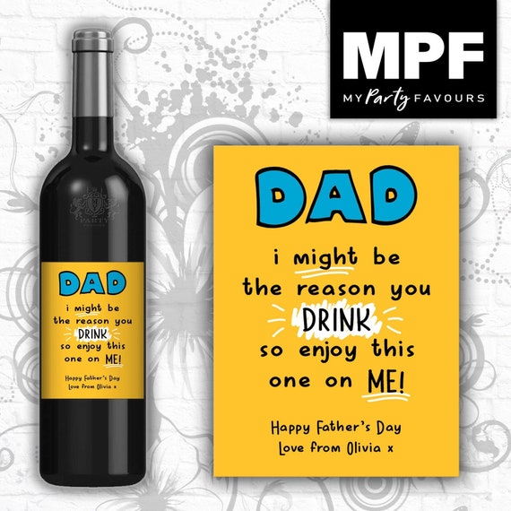 Personalised Father's Day Wine Gin Vodka Bottle Label - Dad Daddy Grandad