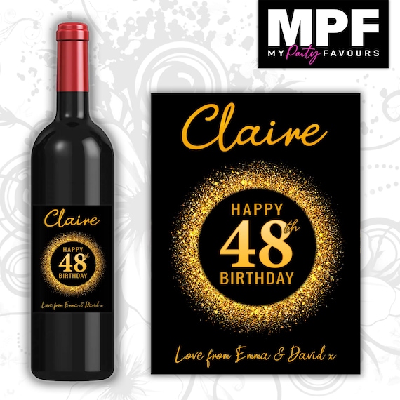 Personalised Birthday Wine/Gin/Vodka Bottle Label - Any Name and Age