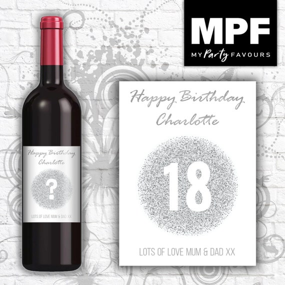 Personalised Birthday Wine/Gin/Vodka Bottle Label - Any Name and Age
