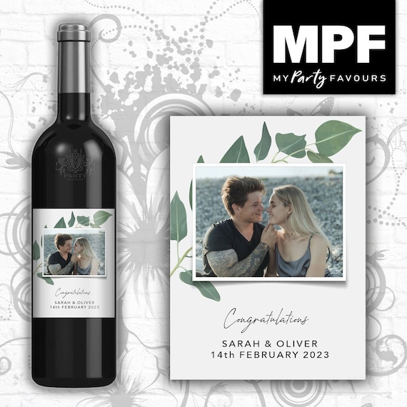 Personalised Photo Bottle Label Wedding Engagement - Wine Champagne Prosecco