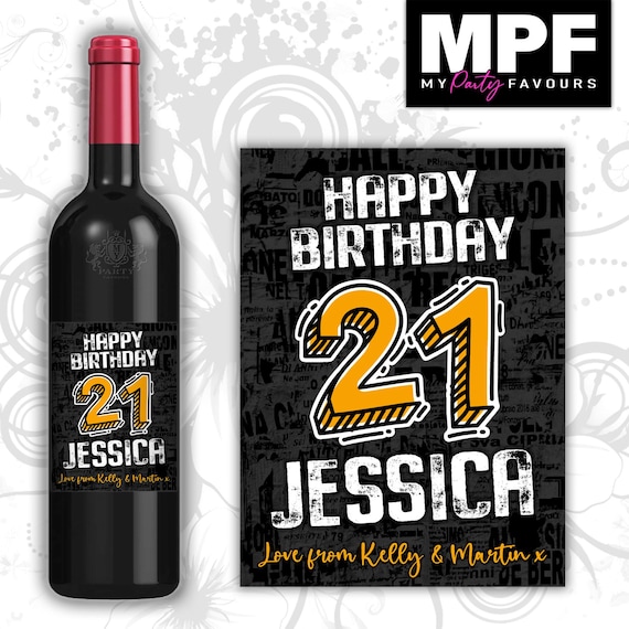 Personalised Birthday Wine Gin Vodka Bottle Label - Any Age - 5 colour options available - Party Gift (Style 02)